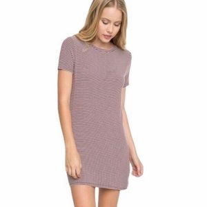 BRANDY MELVILLE BURGUNDY STRIPED TEE SHIRT DRESS
